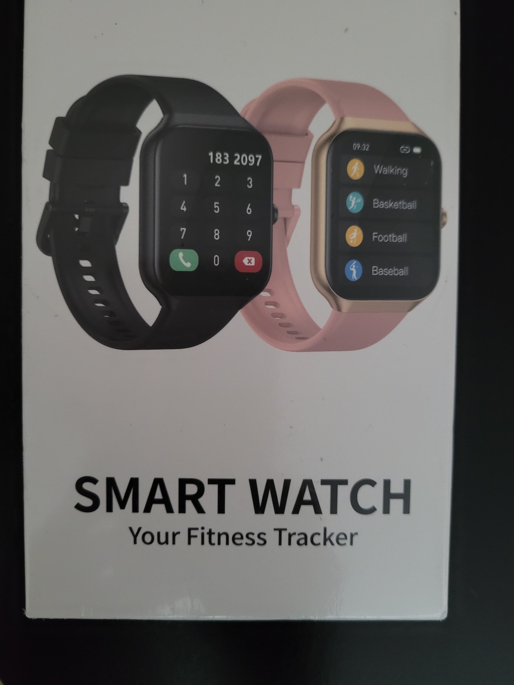 Smart Watch Fitness Tracker — Black and Pink Bands